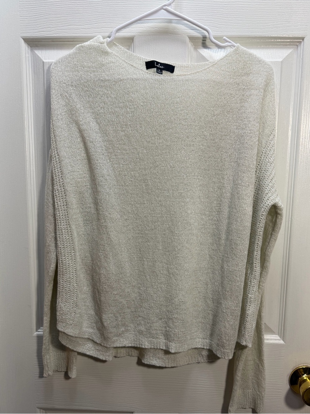 Lulu's Lightweight Cream Knit Scoop Neck Sweater